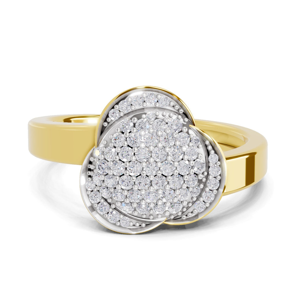 Lab Grown Diamond Ring 0.46 Carat IGI Certified Round Shape 925 Sterling Silver Gold Plated Cluster Ring