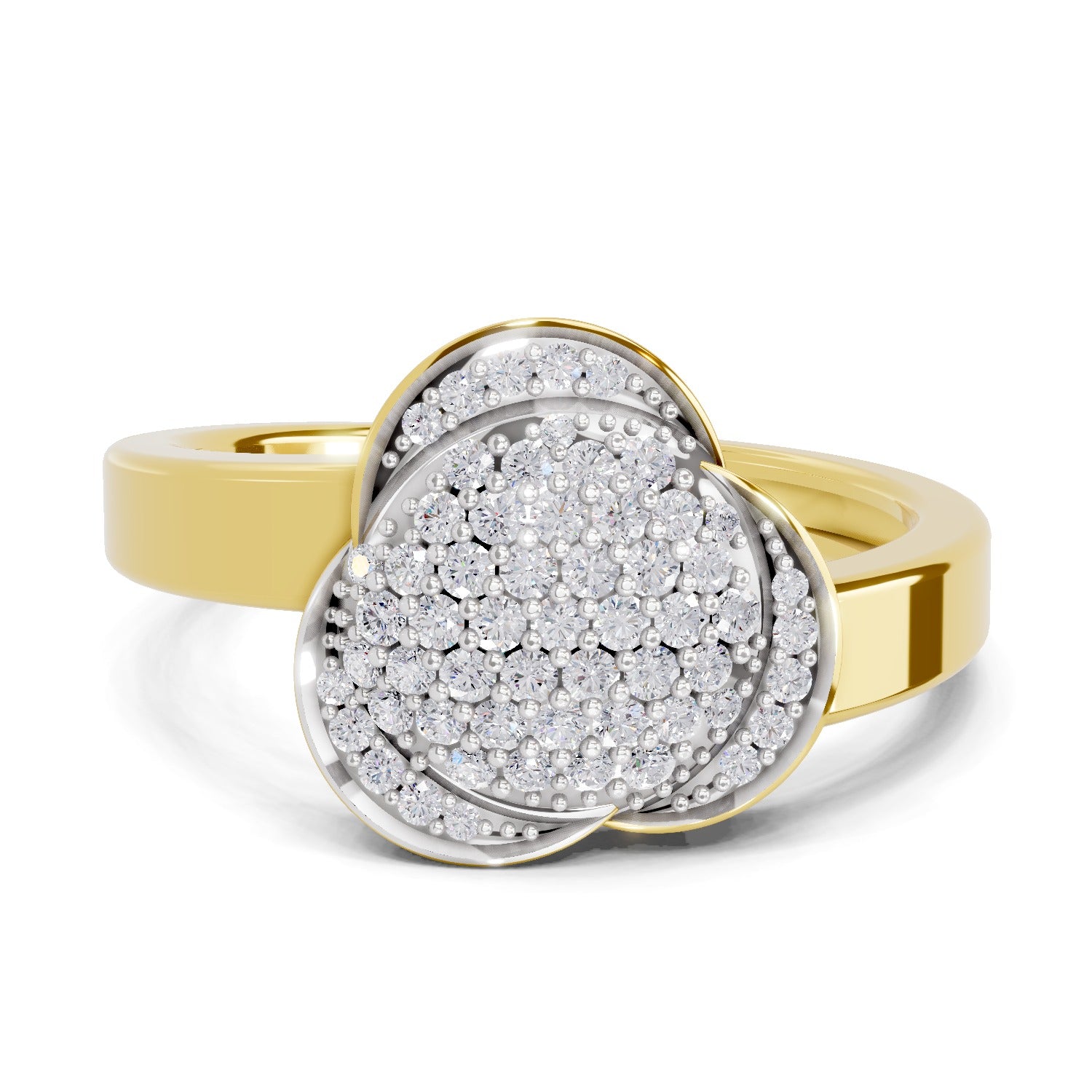 Lab Grown Diamond Ring 0.46 Carat IGI Certified Round Shape 925 Sterling Silver Gold Plated Cluster Ring