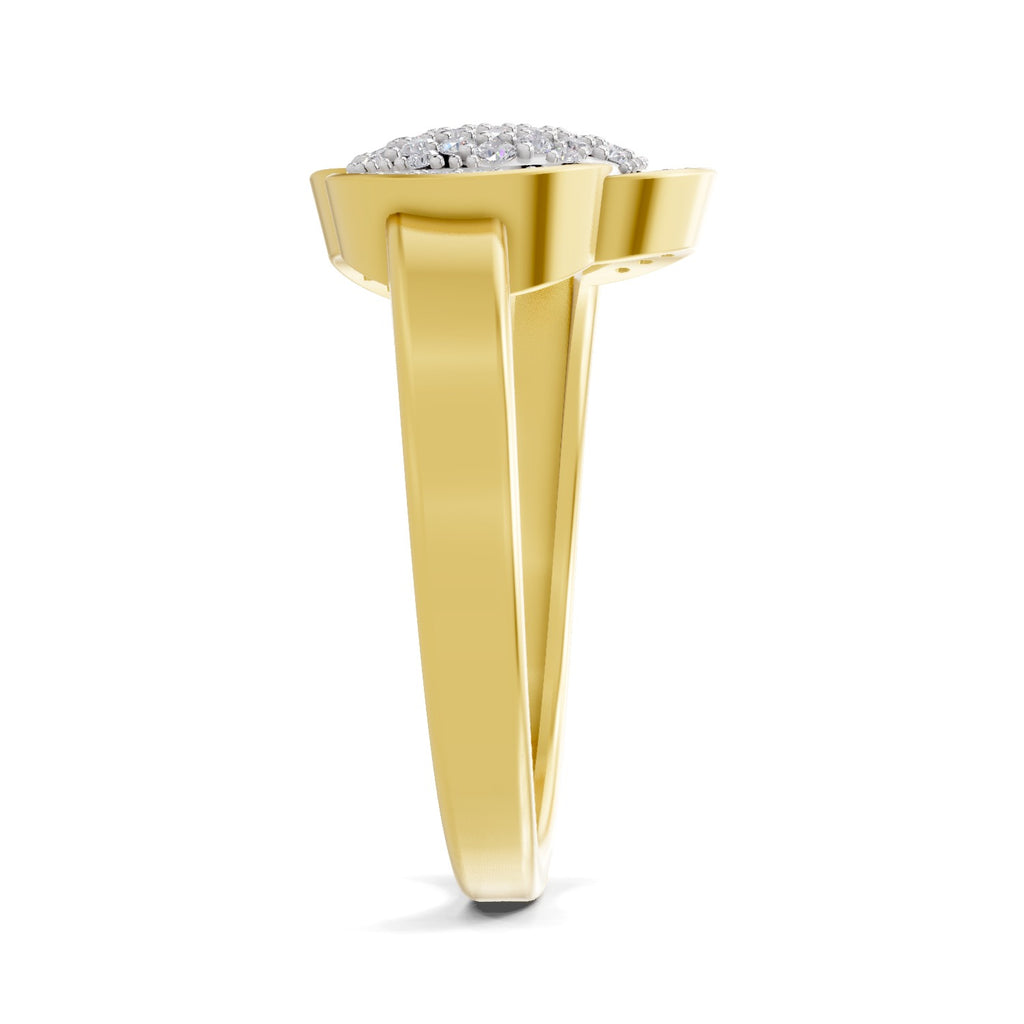 Lab Grown Diamond Ring 0.46 Carat IGI Certified Round Shape 925 Sterling Silver Gold Plated Cluster Ring