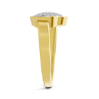 Lab Grown Diamond Ring 0.46 Carat IGI Certified Round Shape 925 Sterling Silver Gold Plated Cluster Ring