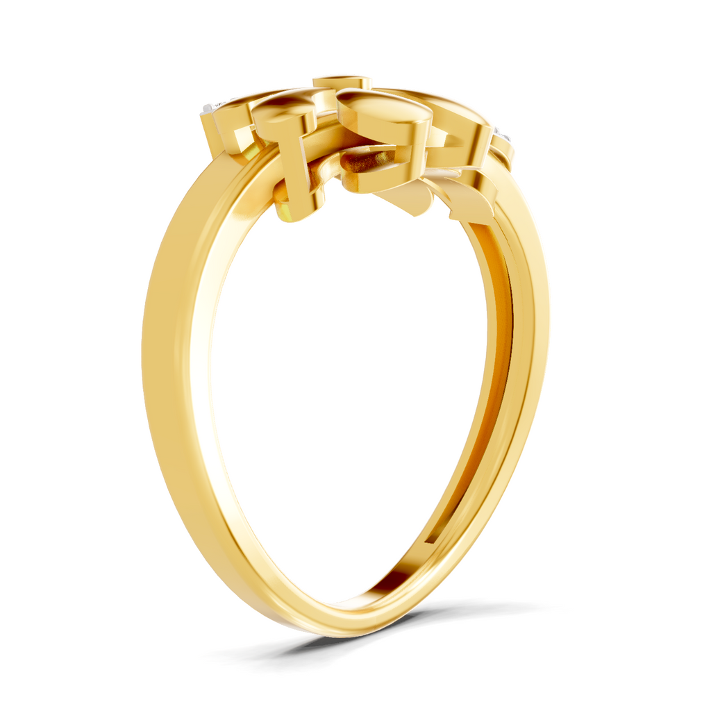 Lab Grown Diamond Ring 0.17 Carat IGI Certified Round Shape 925 Sterling Silver Gold Plated Asymmetrical Bloom Ring