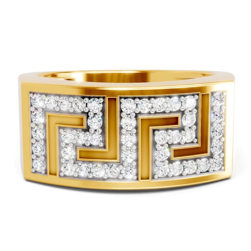 Lab Grown Diamond Ring For Men 0.53 Carat IGI Certified Round Shape 925 Sterling Silver Gold Plated Fashion Ring