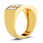 Lab Grown Diamond Ring For Men 0.53 Carat IGI Certified Round Shape 925 Sterling Silver Gold Plated Fashion Ring
