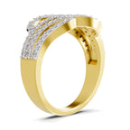 Lab Grown Diamond Ring 0.58 Carat IGI Certified Round Shape 925 Sterling Silver Gold Plated Waves Ring