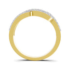 Lab Grown Diamond Ring 0.58 Carat IGI Certified Round Shape 925 Sterling Silver Gold Plated Waves Ring