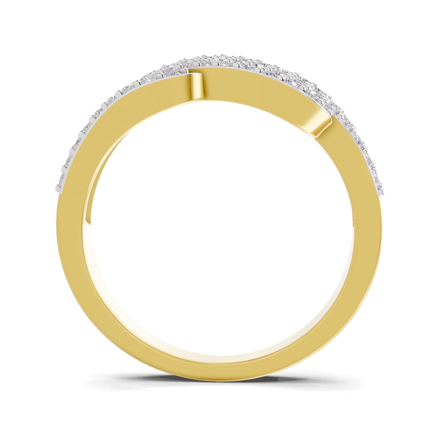Lab Grown Diamond Ring 0.58 Carat IGI Certified Round Shape 925 Sterling Silver Gold Plated Waves Ring