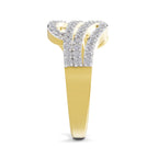 Lab Grown Diamond Ring 0.58 Carat IGI Certified Round Shape 925 Sterling Silver Gold Plated Waves Ring