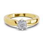Lab Grown Diamond Ring 0.45 Carat IGI Certified Round Shape 925 Sterling Silver Gold Plated 6 Prong Solitaire Ring