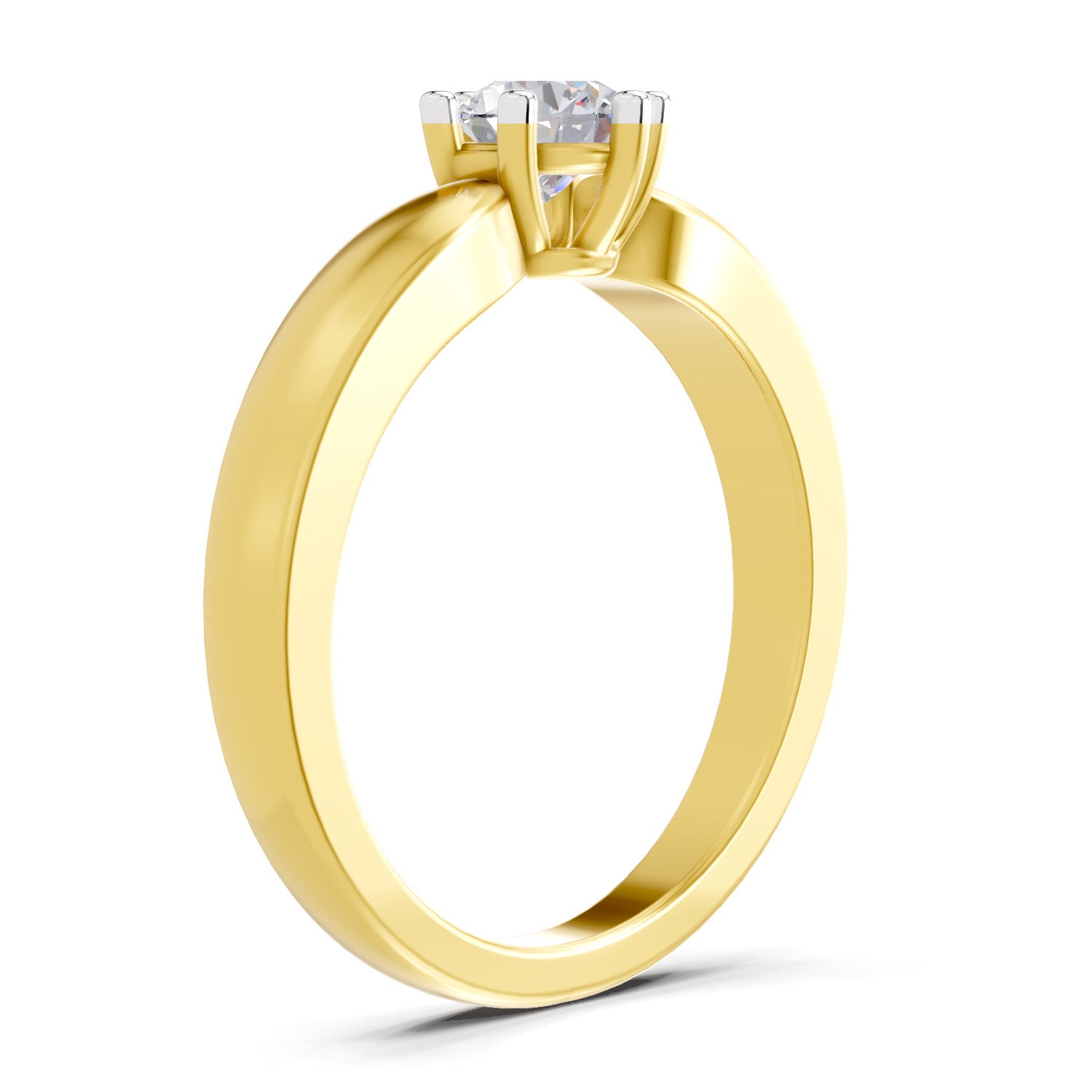 Lab Grown Diamond Ring 0.45 Carat IGI Certified Round Shape 925 Sterling Silver Gold Plated 6 Prong Solitaire Ring