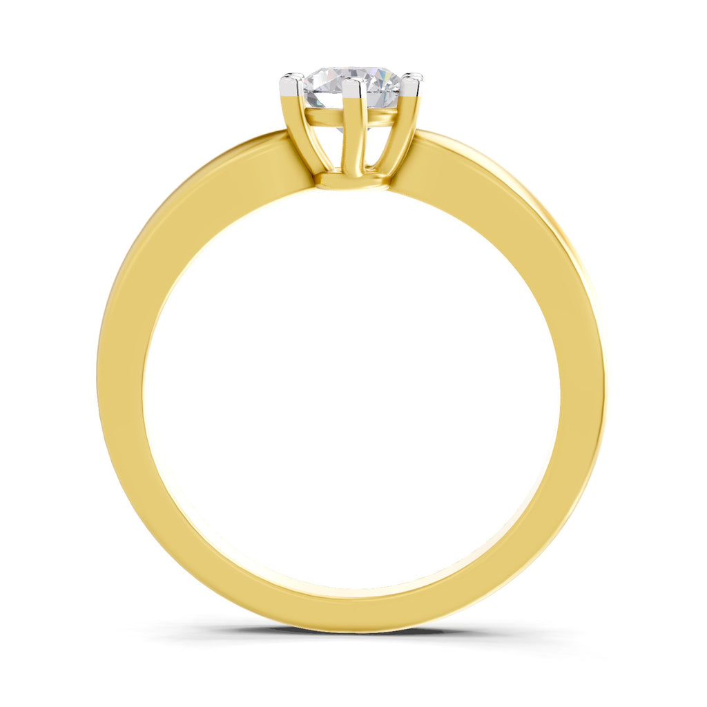 Lab Grown Diamond Ring 0.45 Carat IGI Certified Round Shape 925 Sterling Silver Gold Plated 6 Prong Solitaire Ring