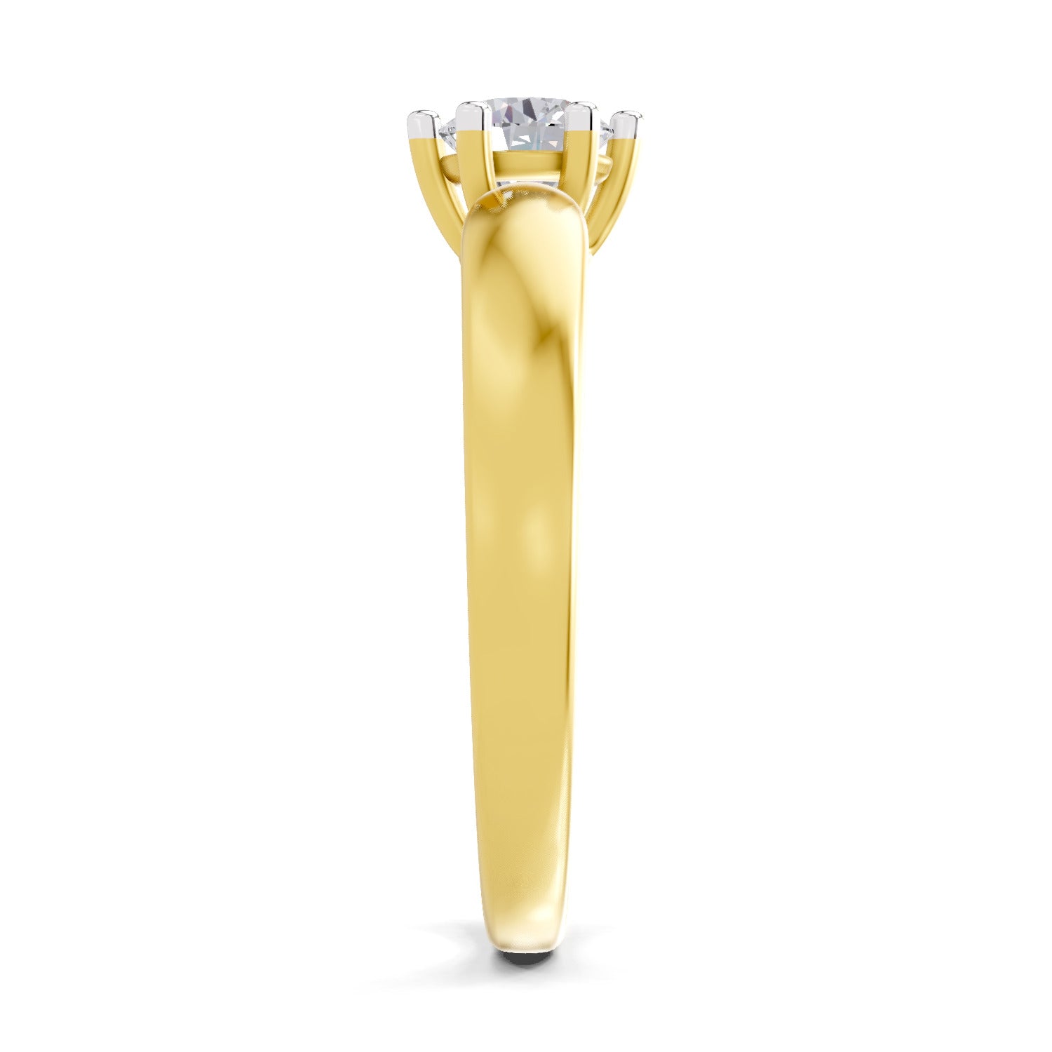Lab Grown Diamond Ring 0.45 Carat IGI Certified Round Shape 925 Sterling Silver Gold Plated 6 Prong Solitaire Ring