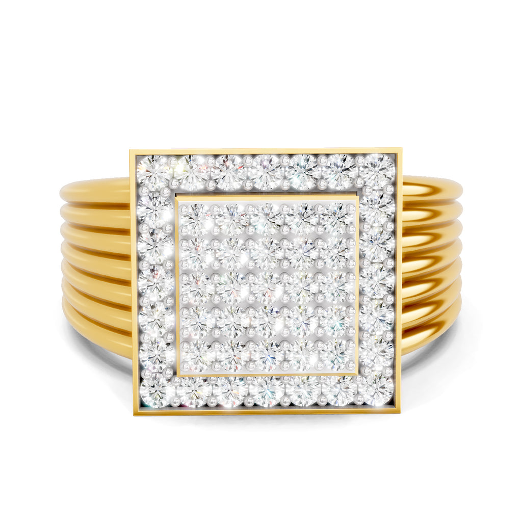 Lab Grown Diamond Ring 1.05 Carat IGI Certified Round Shape 925 Sterling Silver Gold Plated Cluster Ring