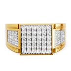 Lab Grown Diamond Ring For Men 0.97 Carat IGI Certified Round Shape 925 Sterling Silver Gold Plated Cluster Ring
