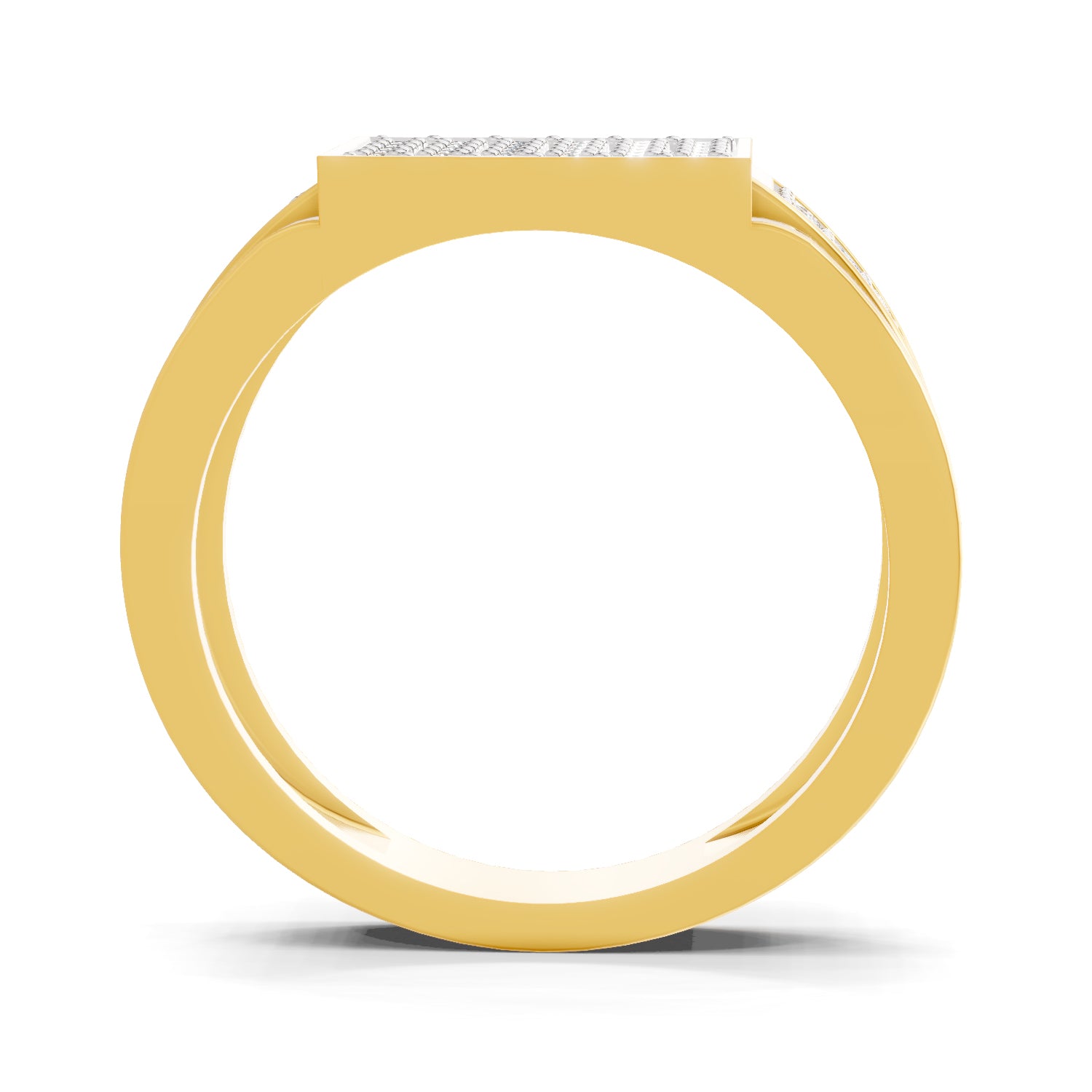 Lab Grown Diamond Ring For Men 0.97 Carat IGI Certified Round Shape 925 Sterling Silver Gold Plated Cluster Ring