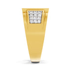Lab Grown Diamond Ring For Men 0.97 Carat IGI Certified Round Shape 925 Sterling Silver Gold Plated Cluster Ring