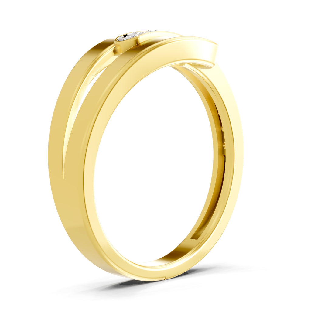 Lab Grown Diamond Ring 0.17 Carat IGI Certified Round Shape 925 Sterling Silver Gold Plated Twine Ring