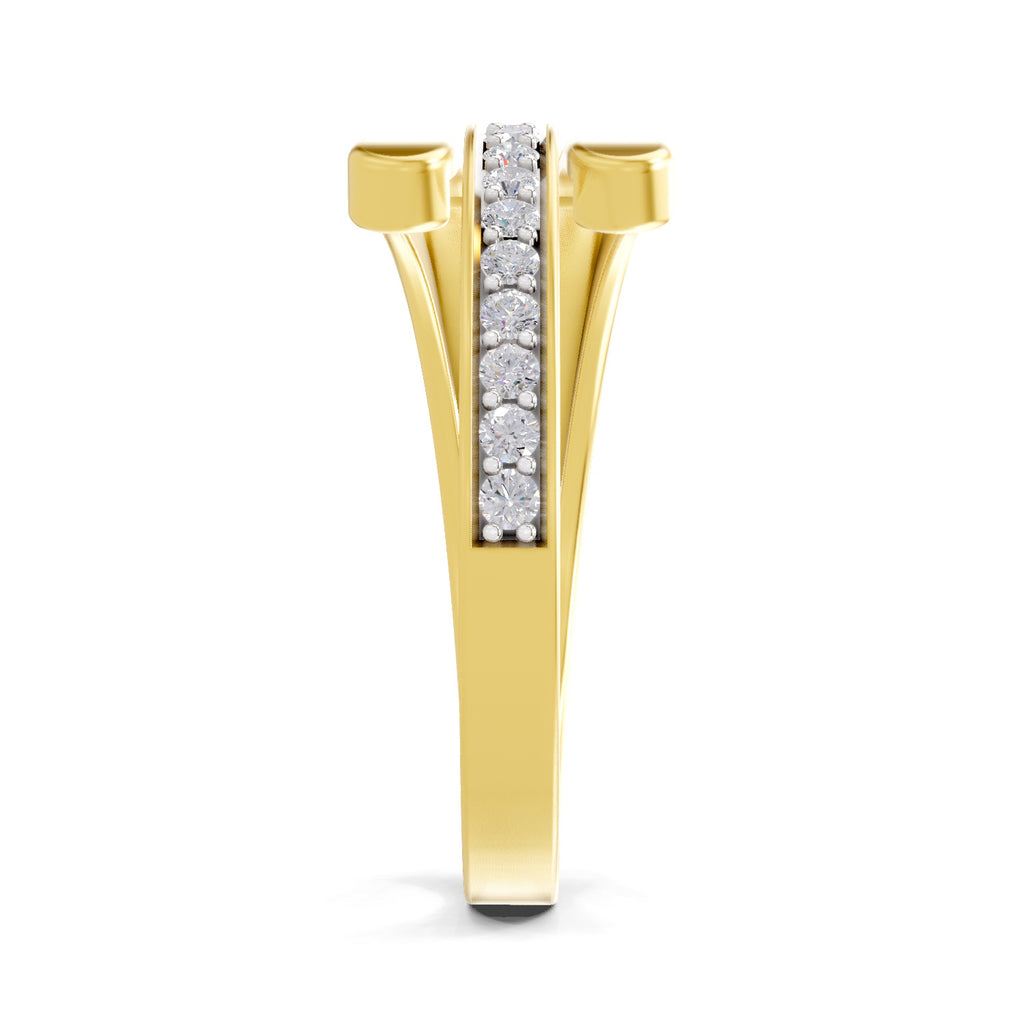 Lab Grown Diamond Ring 0.17 Carat IGI Certified Round Shape 925 Sterling Silver Gold Plated Twine Ring