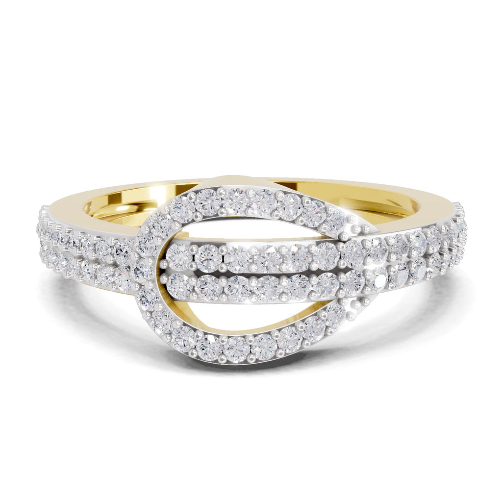 Lab Grown Diamond Ring 0.5 Carat IGI Certified Round Shape 925 Sterling Silver Gold Plated Eterna Loop Ring