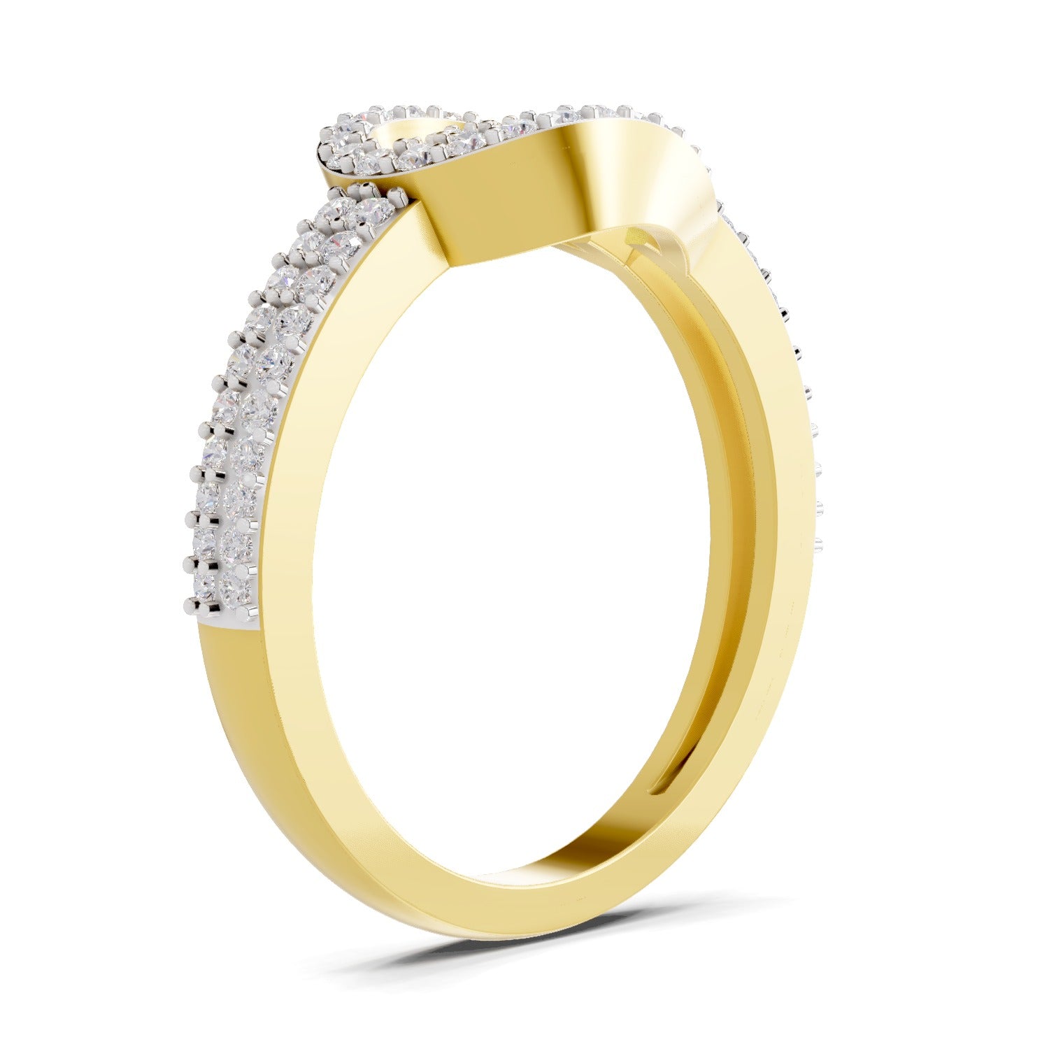 Lab Grown Diamond Ring 0.5 Carat IGI Certified Round Shape 925 Sterling Silver Gold Plated Eterna Loop Ring