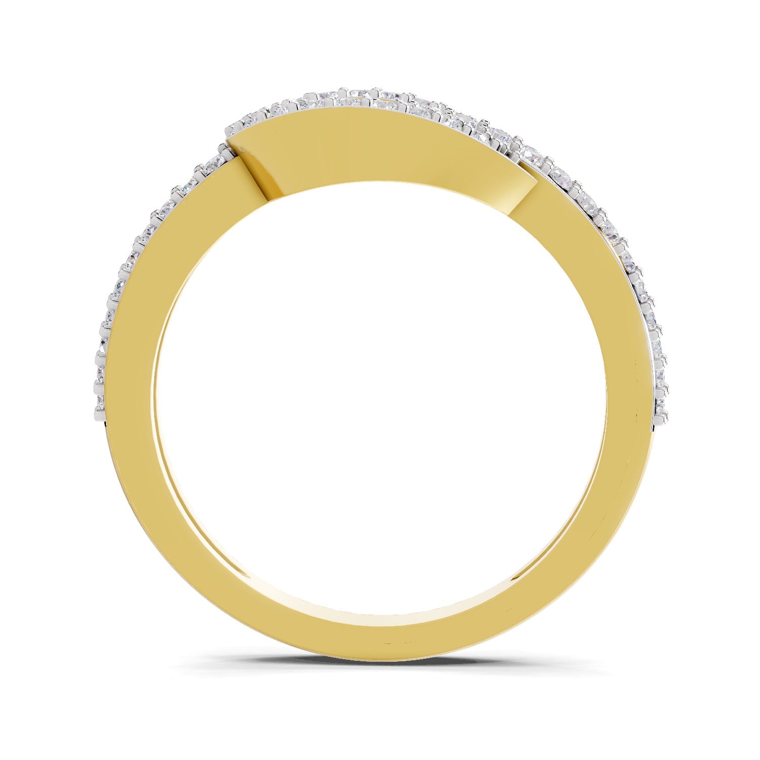 Lab Grown Diamond Ring 0.5 Carat IGI Certified Round Shape 925 Sterling Silver Gold Plated Eterna Loop Ring