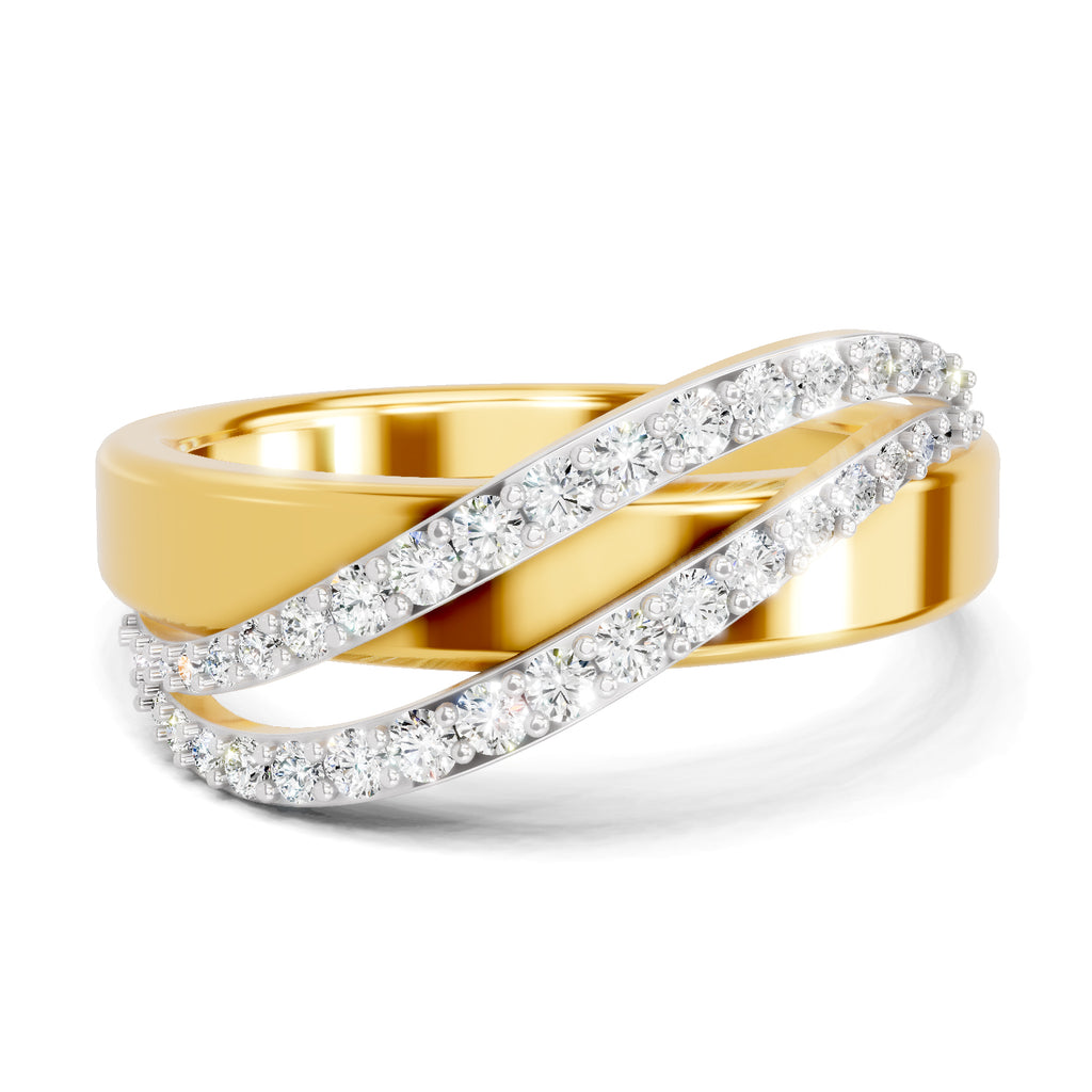 Lab Grown Diamond Ring For Men 0.34 Carat IGI Certified Round Shape 925 Sterling Silver Gold Plated Fashion Band Ring