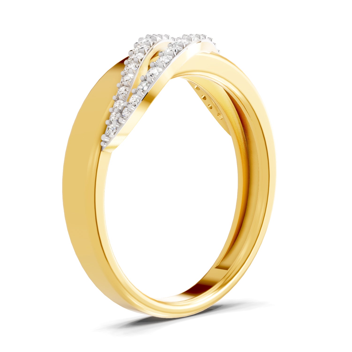Lab Grown Diamond Ring For Men 0.34 Carat IGI Certified Round Shape 925 Sterling Silver Gold Plated Fashion Band Ring