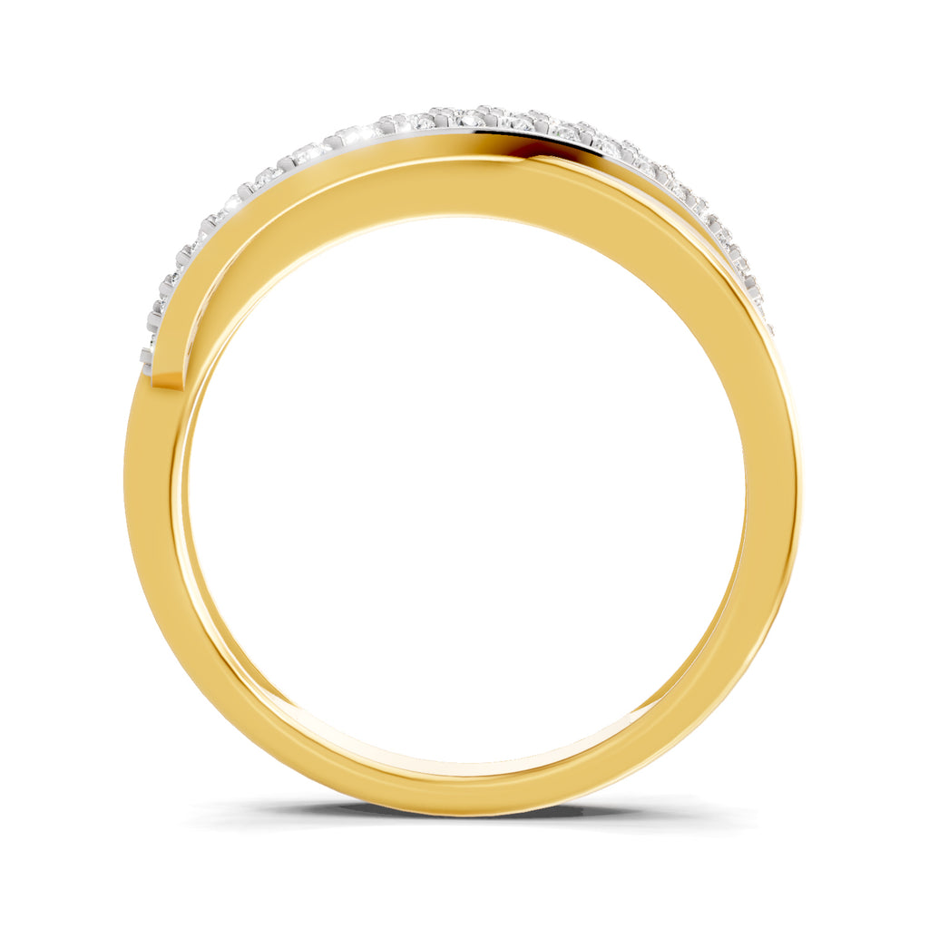 Lab Grown Diamond Ring For Men 0.34 Carat IGI Certified Round Shape 925 Sterling Silver Gold Plated Fashion Band Ring