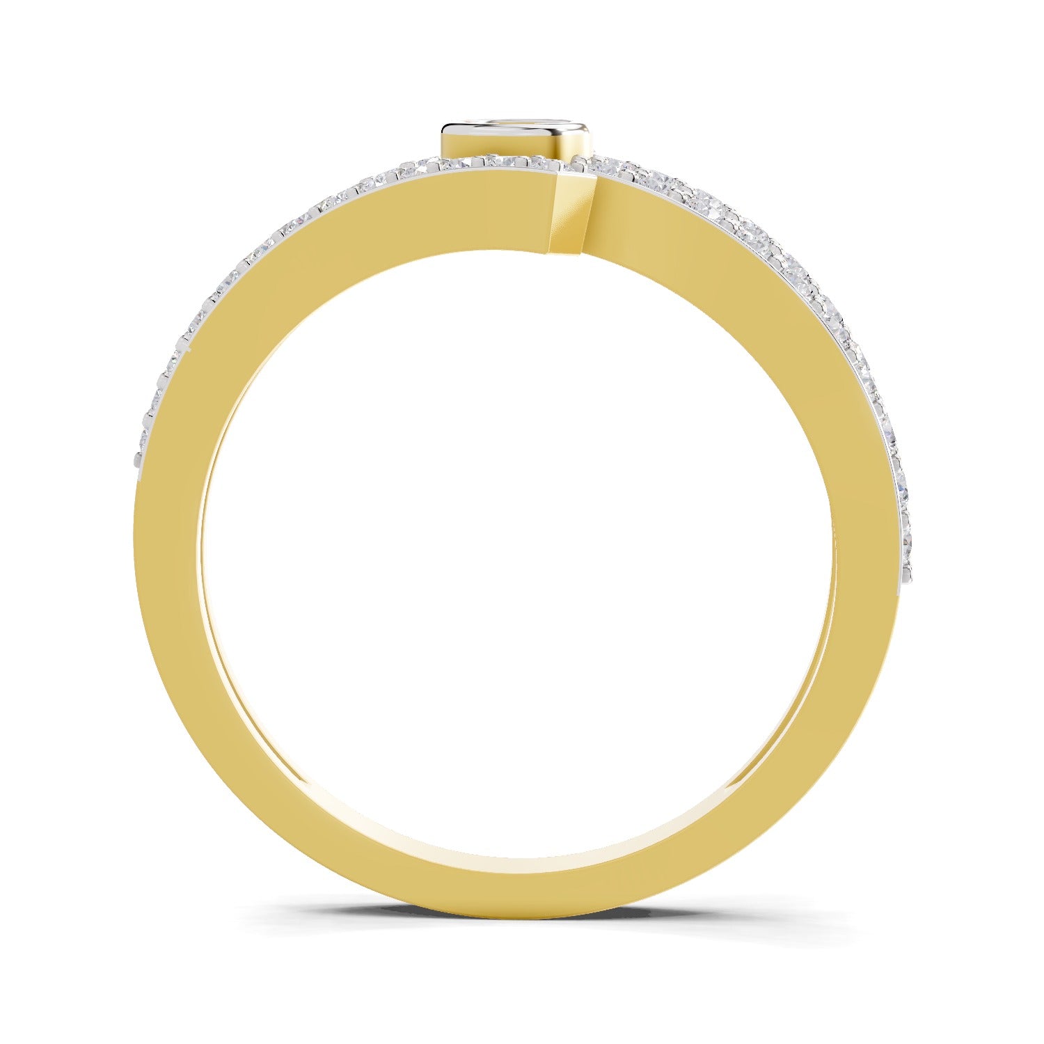 Lab Grown Diamond Ring 0.46 Carat IGI Certified Round Shape F-G VS Quality | 925 Sterling Silver Gold Plated Intersect Ring