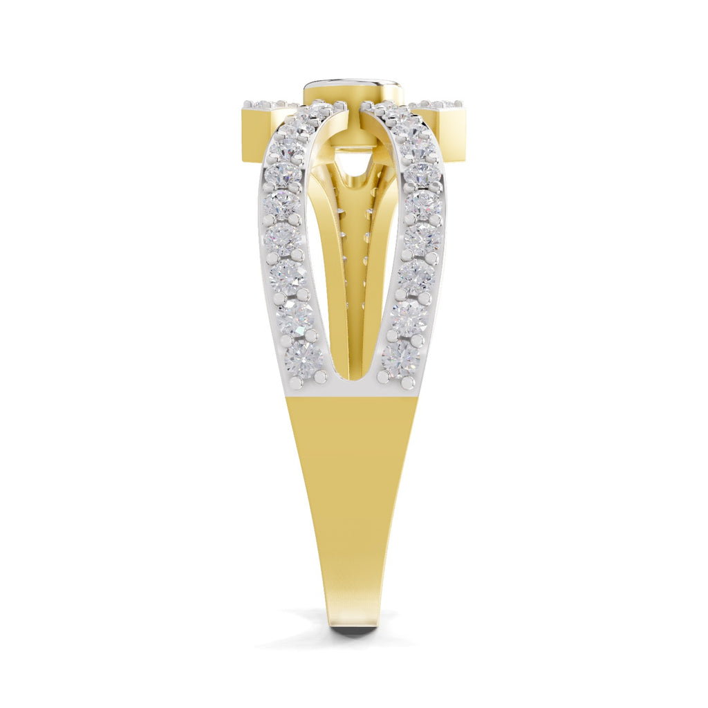 Lab Grown Diamond Ring 0.46 Carat IGI Certified Round Shape F-G VS Quality | 925 Sterling Silver Gold Plated Intersect Ring
