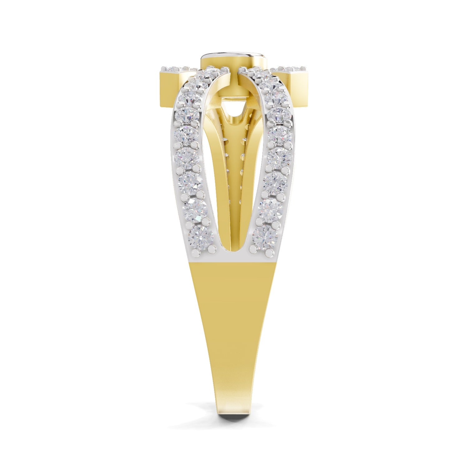 Lab Grown Diamond Ring 0.46 Carat IGI Certified Round Shape F-G VS Quality | 925 Sterling Silver Gold Plated Intersect Ring