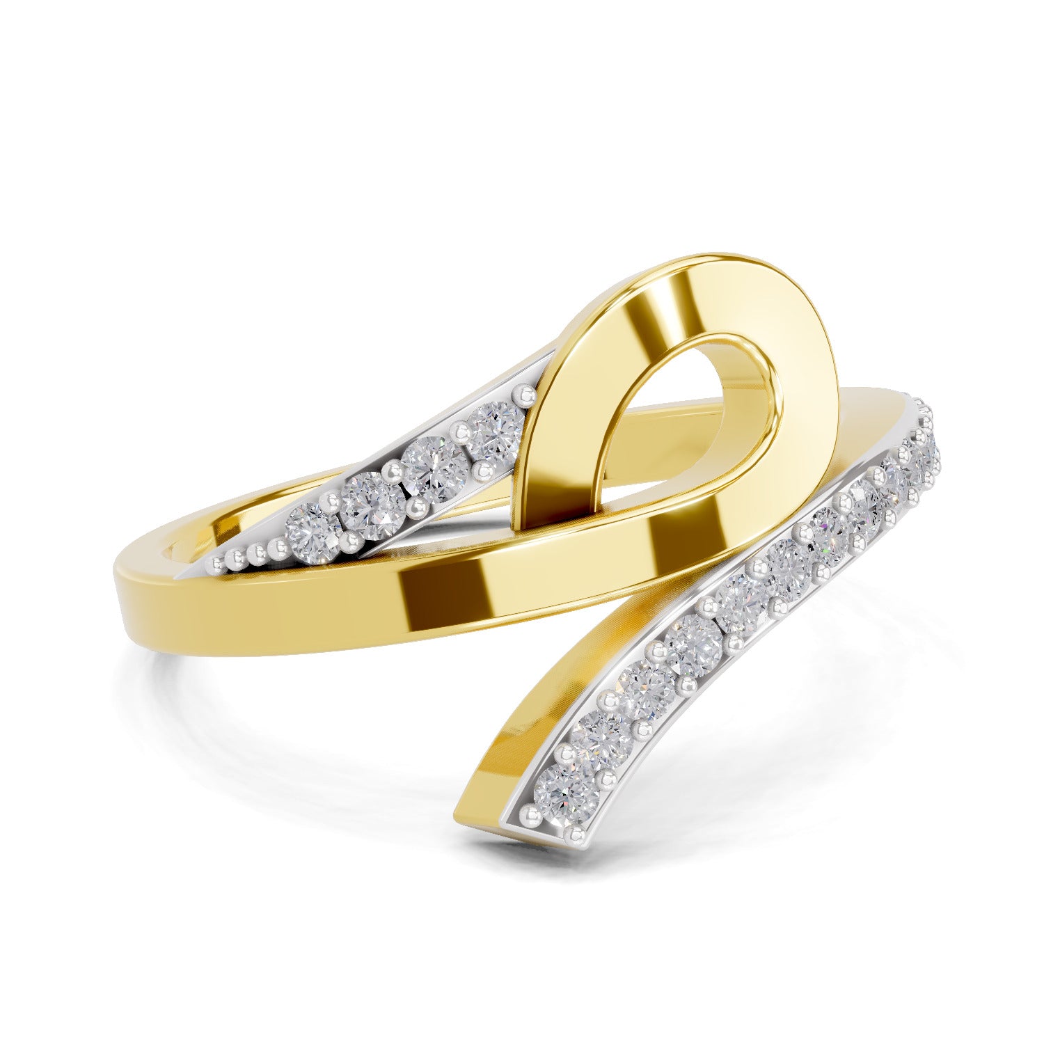 Lab Grown Diamond Ring 0.21 Carat IGI Certified Round Shape F-G VS Quality | 925 Sterling Silver Gold Plated Swirl Ring