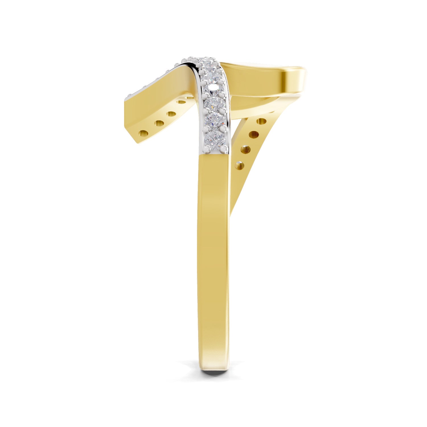 Lab Grown Diamond Ring 0.21 Carat IGI Certified Round Shape F-G VS Quality | 925 Sterling Silver Gold Plated Swirl Ring