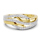 Lab Grown Diamond Ring 0.4 Carat IGI Certified Round Shape 925 Sterling Silver Gold Plated Waves Ring