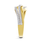 Lab Grown Diamond Ring 0.4 Carat IGI Certified Round Shape 925 Sterling Silver Gold Plated Waves Ring