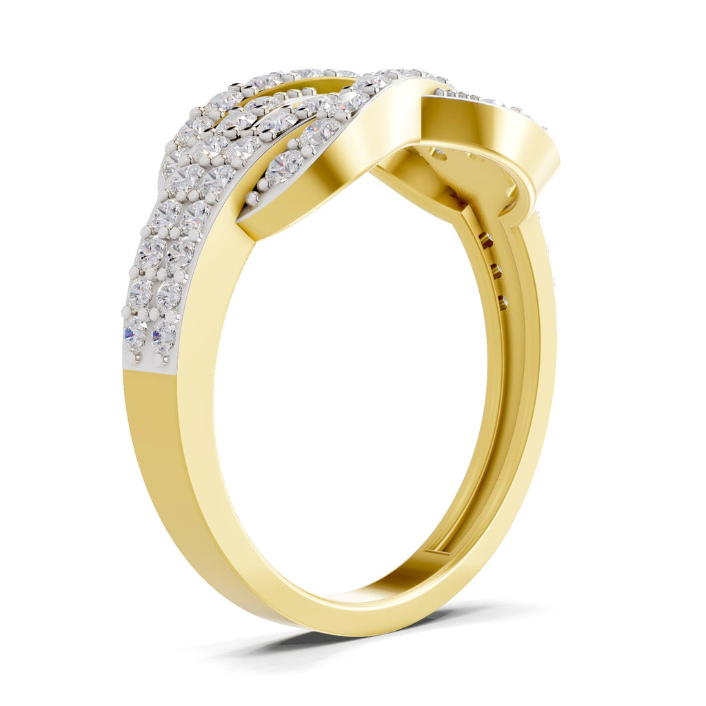 Lab Grown Diamond Ring 0.77 Carat IGI Certified Round Shape 925 Sterling Silver Gold Plated Infinity Ring