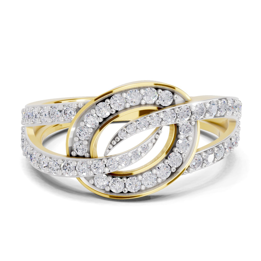 Lab Grown Diamond Ring 0.6 Carat IGI Certified Round Shape 925 Sterling Silver Gold Plated Infinity Halo Ring