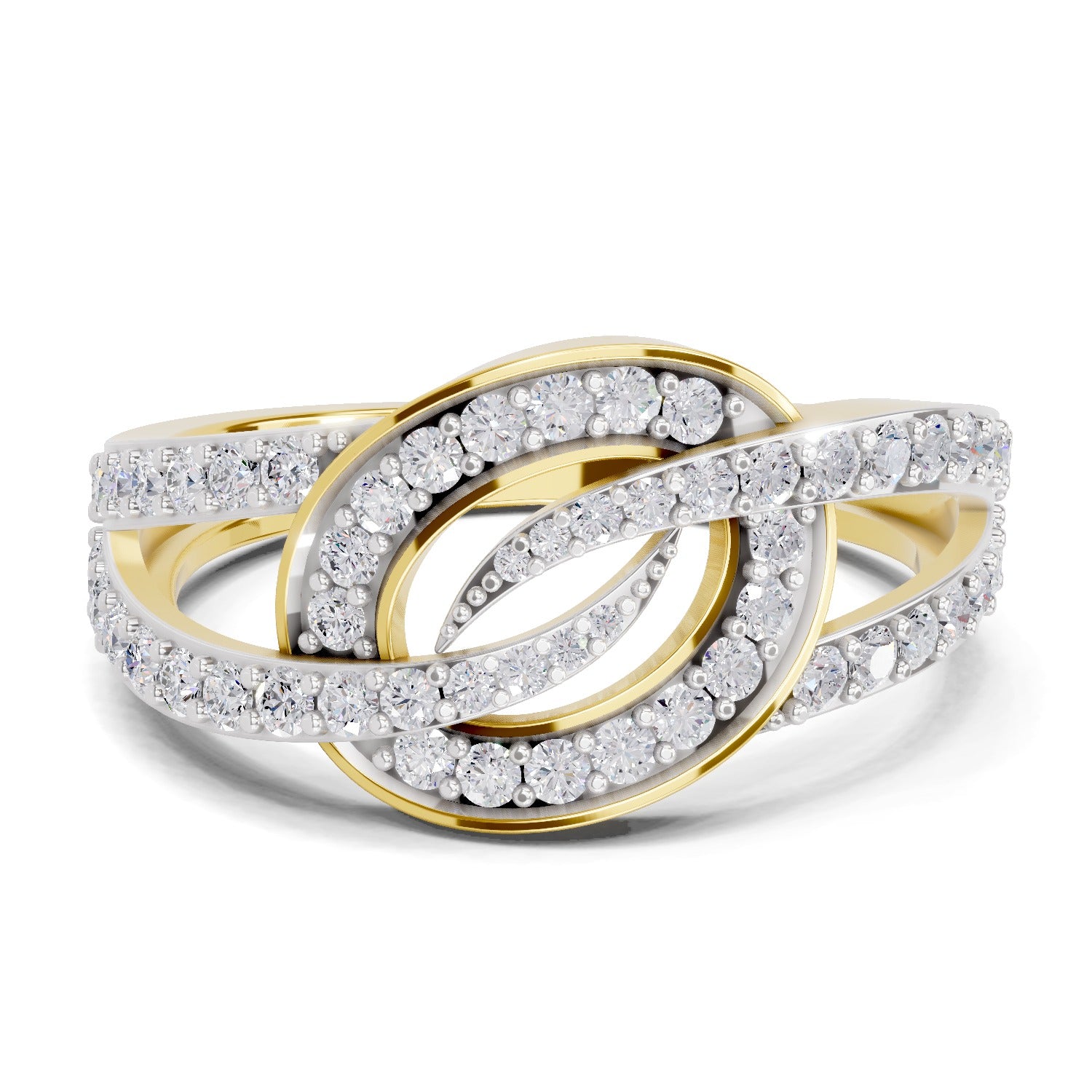 Lab Grown Diamond Ring 0.6 Carat IGI Certified Round Shape 925 Sterling Silver Gold Plated Infinity Halo Ring