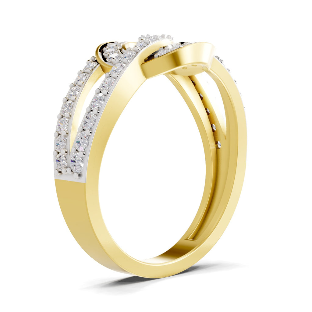 Lab Grown Diamond Ring 0.6 Carat IGI Certified Round Shape 925 Sterling Silver Gold Plated Infinity Halo Ring
