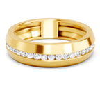 Lab Grown Diamond Ring For Men 0.44 Carat IGI Certified Round Shape 925 Sterling Silver Gold Plated Band Ring