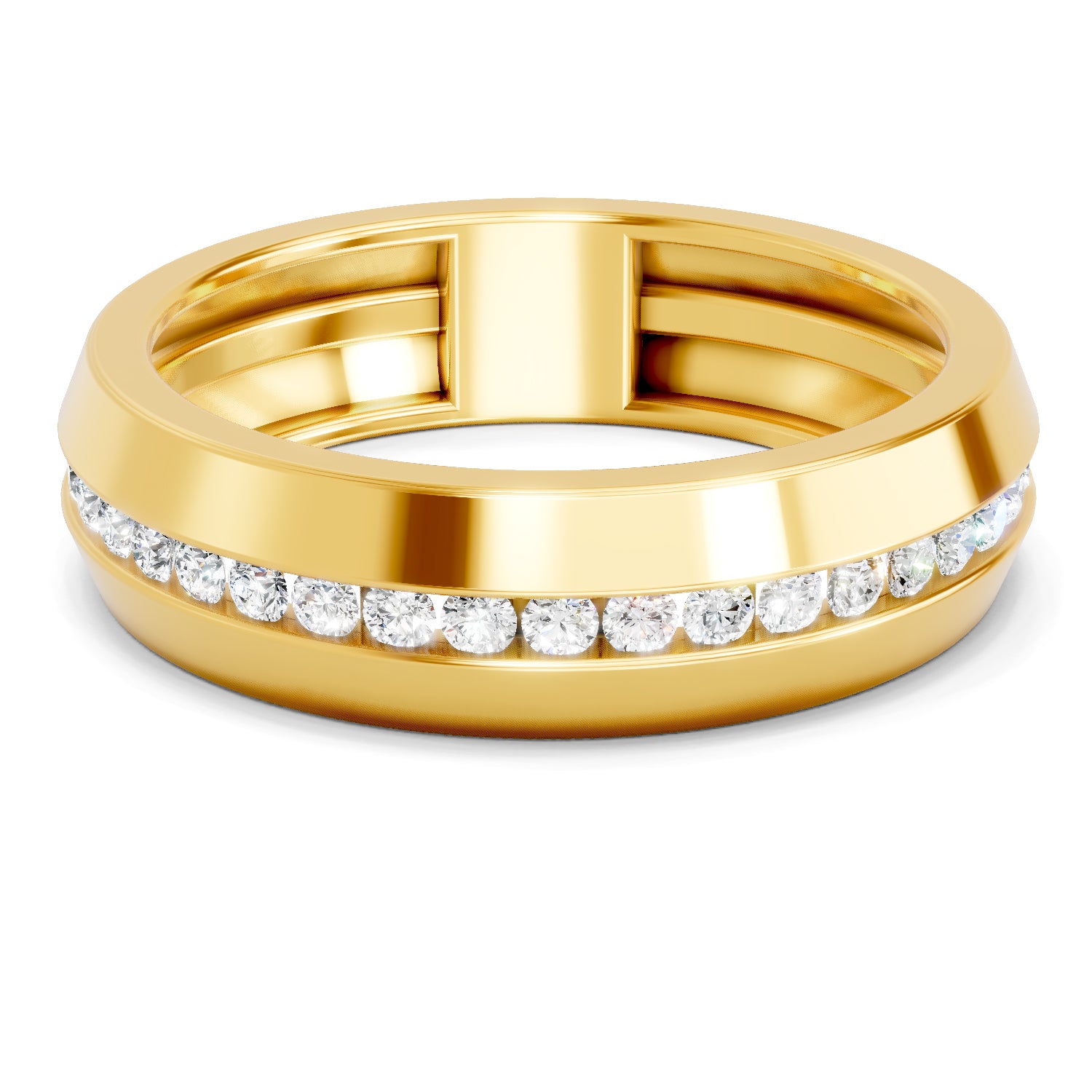Lab Grown Diamond Ring For Men 0.44 Carat IGI Certified Round Shape 925 Sterling Silver Gold Plated Band Ring