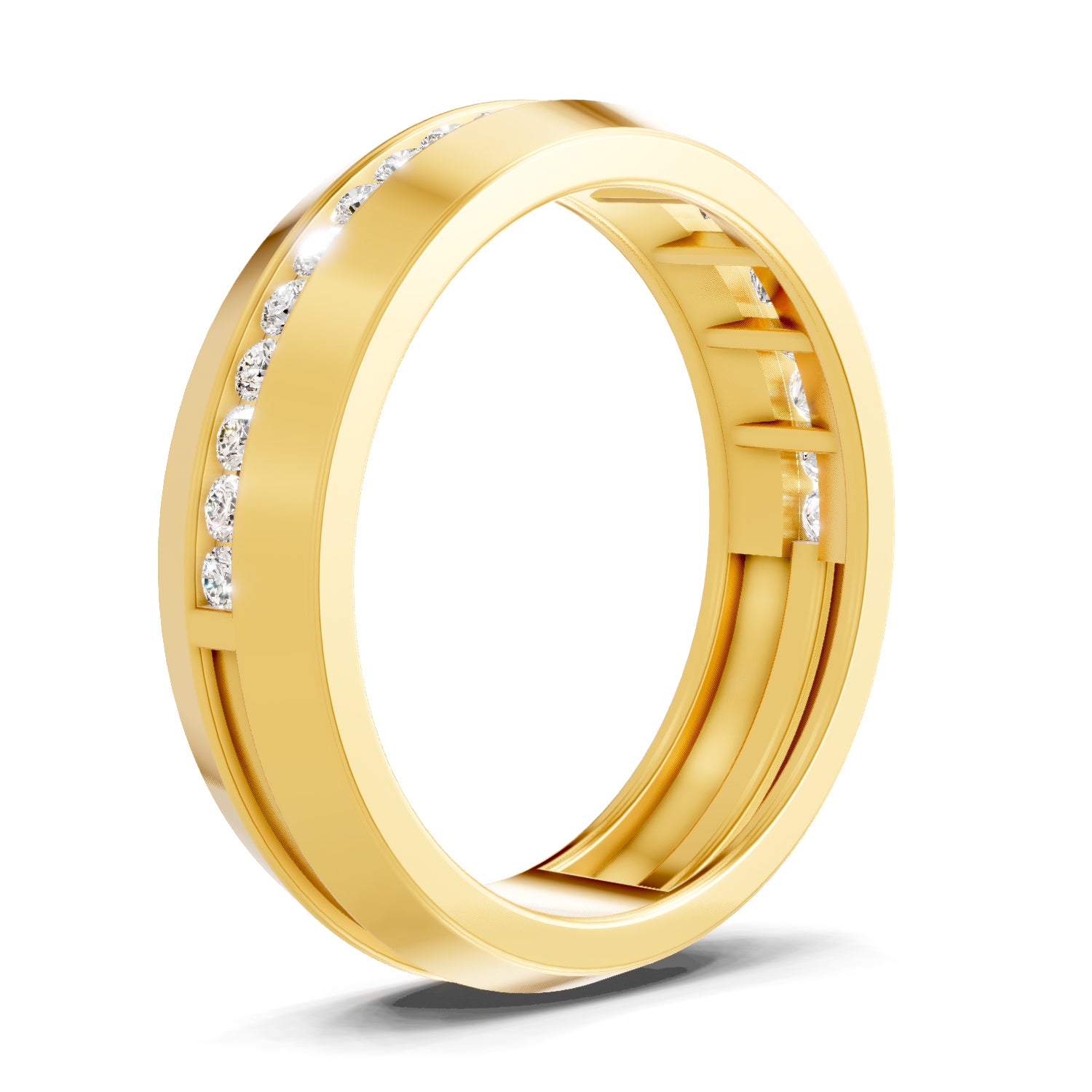 Lab Grown Diamond Ring For Men 0.44 Carat IGI Certified Round Shape 925 Sterling Silver Gold Plated Band Ring