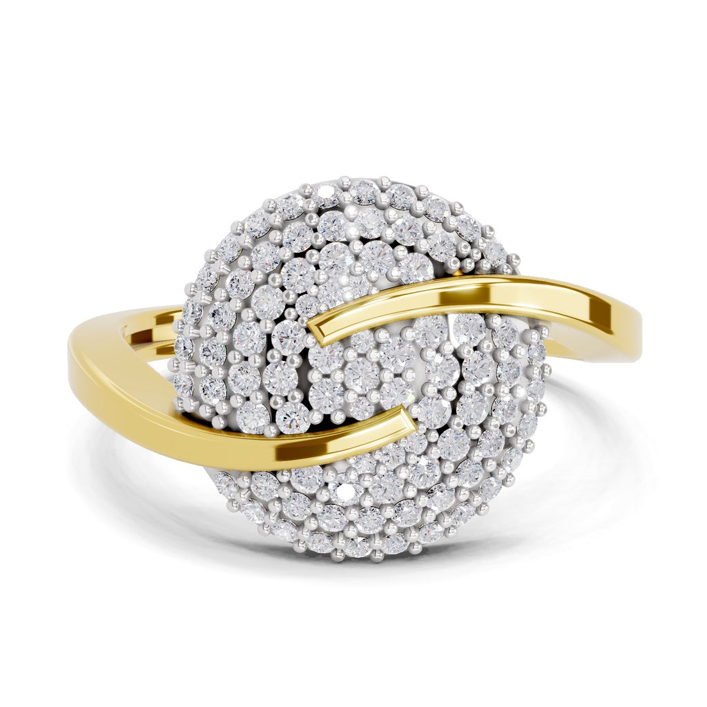 Lab Grown Diamond Ring 0.52 Carat IGI Certified Round Shape 925 Sterling Silver Gold Plated Cluster Ring