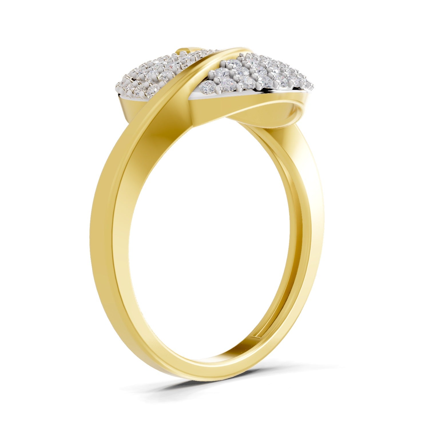 Lab Grown Diamond Ring 0.52 Carat IGI Certified Round Shape 925 Sterling Silver Gold Plated Cluster Ring