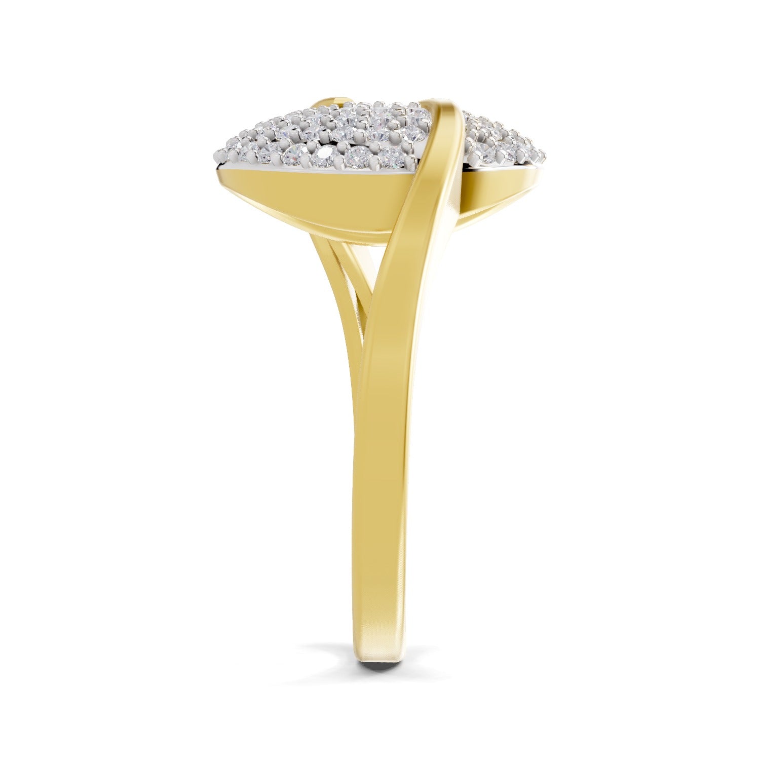 Lab Grown Diamond Ring 0.52 Carat IGI Certified Round Shape 925 Sterling Silver Gold Plated Cluster Ring