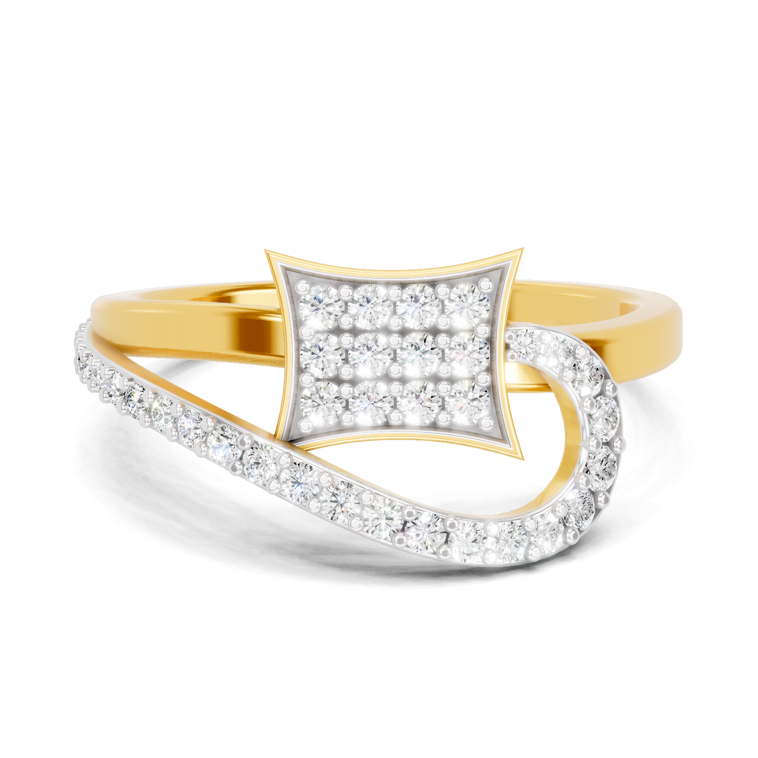 Lab Grown Diamond Ring 0.36 Carat IGI Certified Round Shape F-G VS Quality | 925 Sterling Silver Gold Plated Orbit Kite Ring