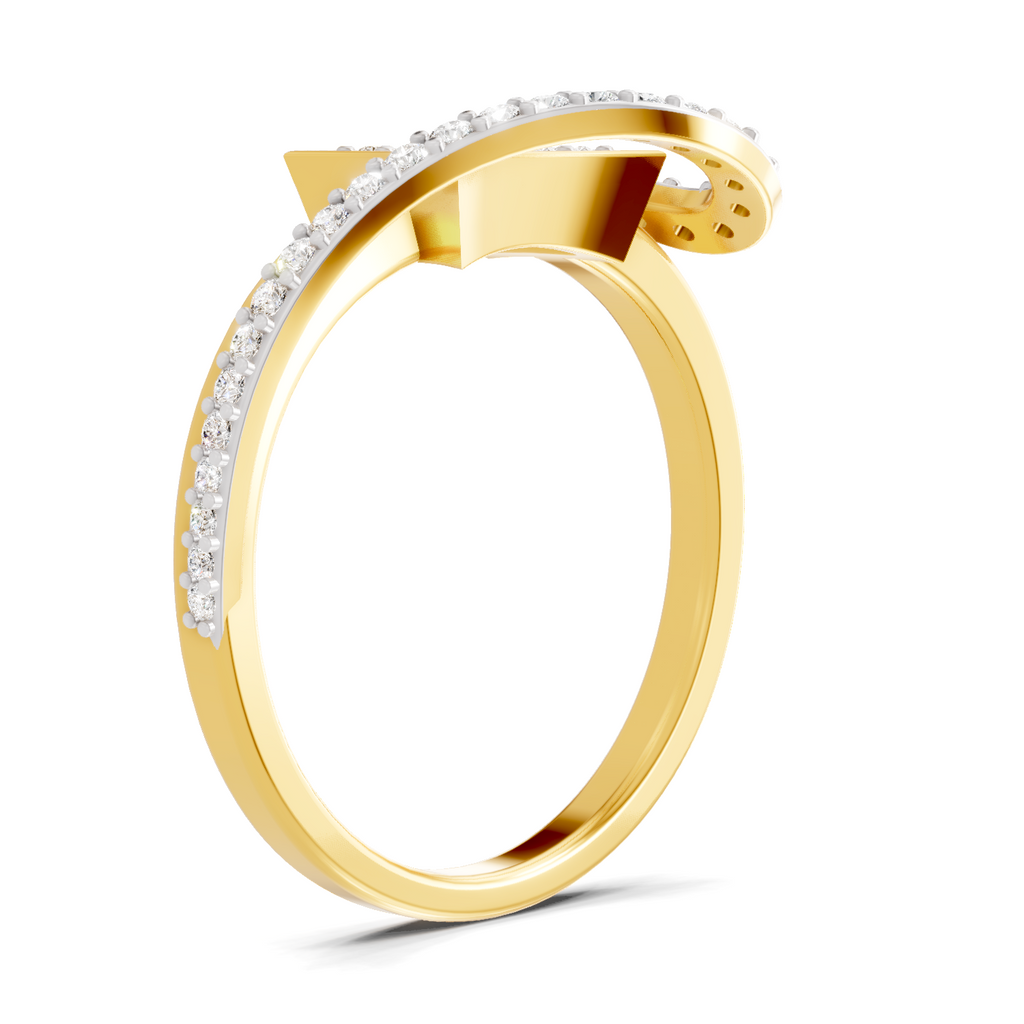 Lab Grown Diamond Ring 0.36 Carat IGI Certified Round Shape F-G VS Quality | 925 Sterling Silver Gold Plated Orbit Kite Ring