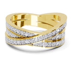 Lab Grown Diamond Ring 0.82 Carat IGI Certified Round Shape 925 Sterling Silver Gold Plated Criss cross Ring
