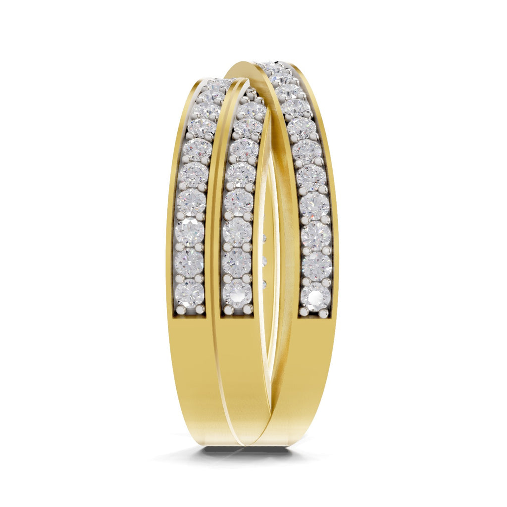 Lab Grown Diamond Ring 0.82 Carat IGI Certified Round Shape 925 Sterling Silver Gold Plated Criss cross Ring