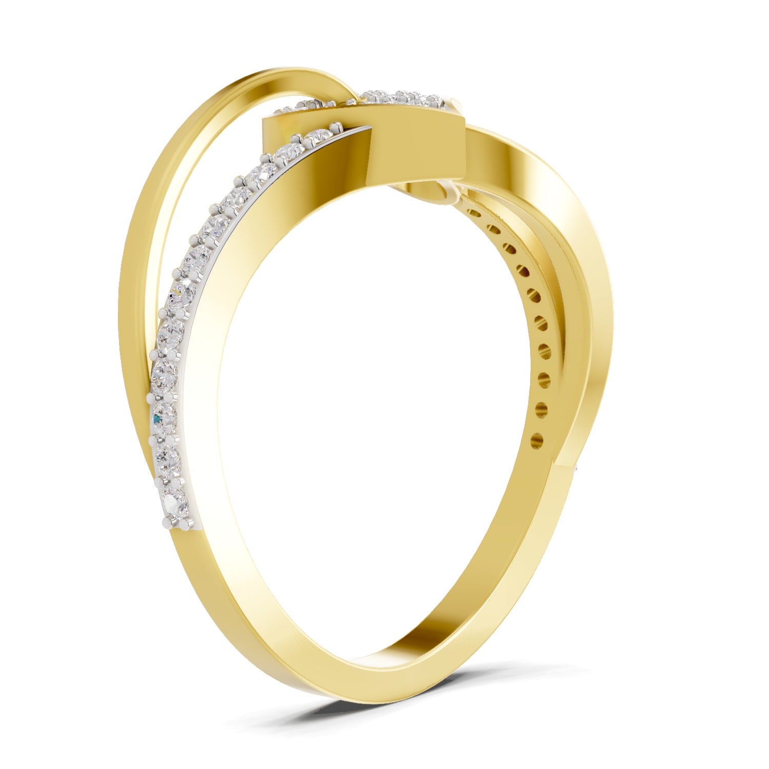 Lab Grown Diamond Ring 0.32 Carat IGI Certified Round Shape F-G VS Quality | 925 Sterling Silver Gold Plated Heart Ring