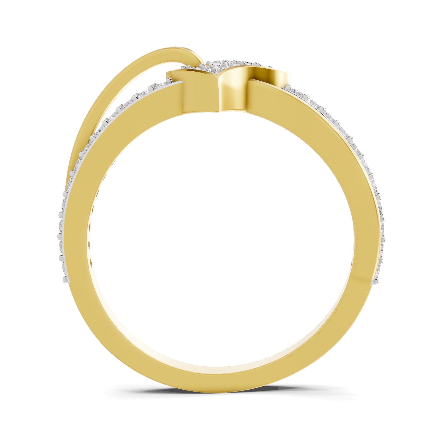 Lab Grown Diamond Ring 0.32 Carat IGI Certified Round Shape F-G VS Quality | 925 Sterling Silver Gold Plated Heart Ring